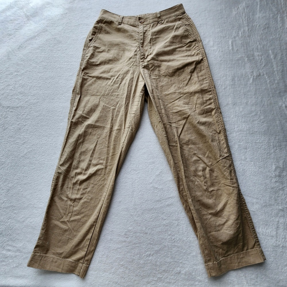 Uniqlo Linen Cotton Blend Pants Mens Medium Khaki Vacation Resort Casual 29W 27L